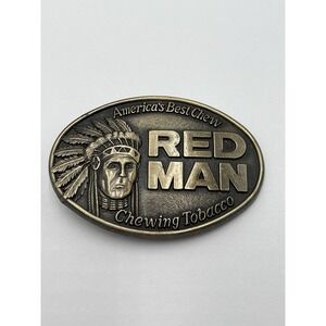 Vintage 1988 Red Man Chewing Tobacco Pinkerton Belt Buckle America's Best Chew
